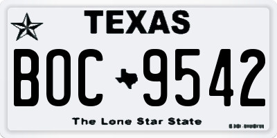 TX license plate BOC9542