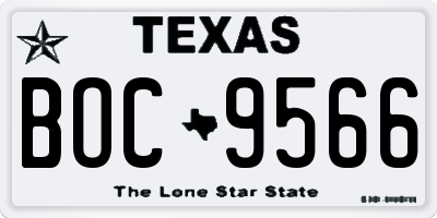 TX license plate BOC9566
