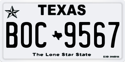 TX license plate BOC9567
