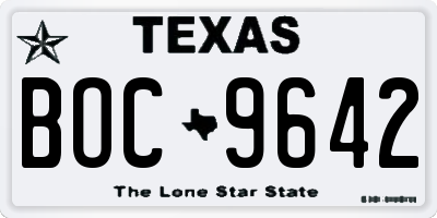 TX license plate BOC9642