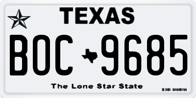 TX license plate BOC9685