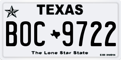 TX license plate BOC9722