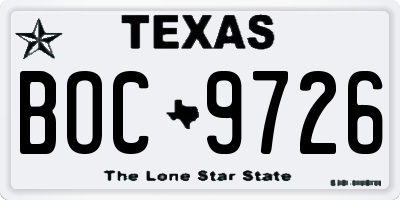 TX license plate BOC9726