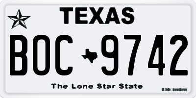 TX license plate BOC9742