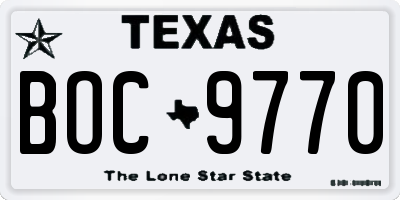 TX license plate BOC9770