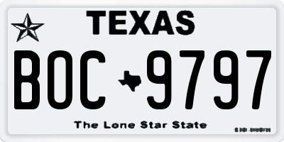 TX license plate BOC9797