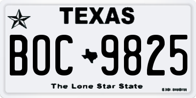 TX license plate BOC9825