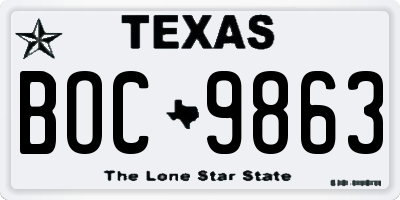 TX license plate BOC9863
