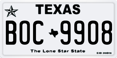 TX license plate BOC9908