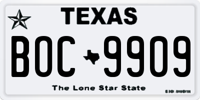 TX license plate BOC9909