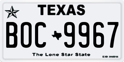 TX license plate BOC9967