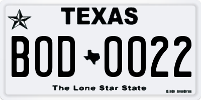 TX license plate BOD0022