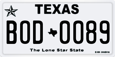TX license plate BOD0089
