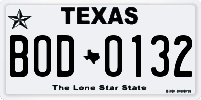 TX license plate BOD0132