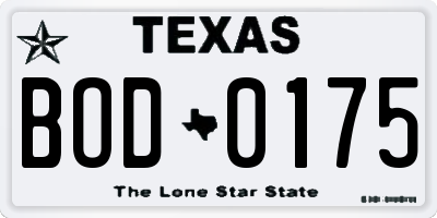 TX license plate BOD0175