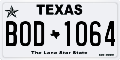 TX license plate BOD1064