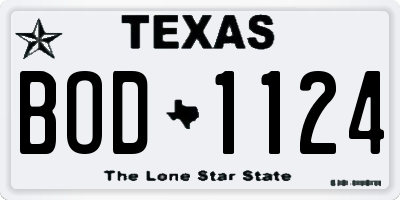 TX license plate BOD1124