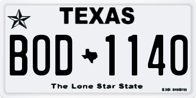 TX license plate BOD1140