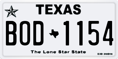 TX license plate BOD1154
