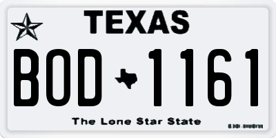 TX license plate BOD1161