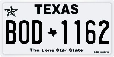 TX license plate BOD1162