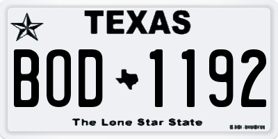 TX license plate BOD1192