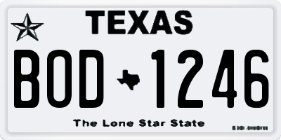 TX license plate BOD1246