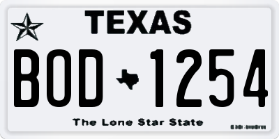 TX license plate BOD1254