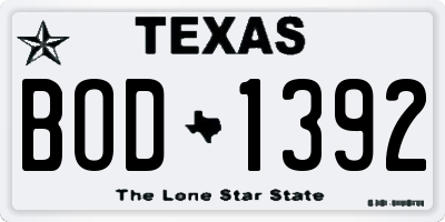 TX license plate BOD1392