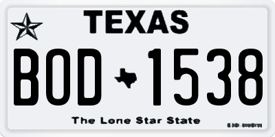 TX license plate BOD1538