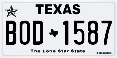 TX license plate BOD1587