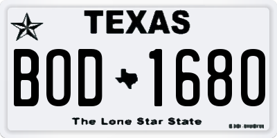 TX license plate BOD1680