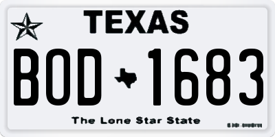 TX license plate BOD1683