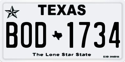 TX license plate BOD1734