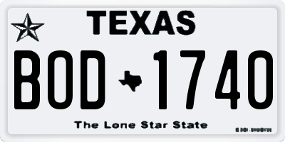 TX license plate BOD1740
