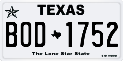 TX license plate BOD1752