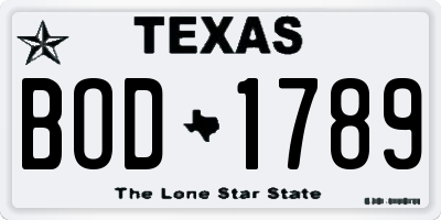 TX license plate BOD1789