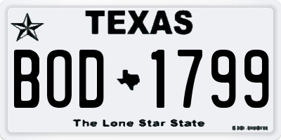 TX license plate BOD1799