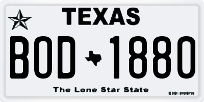 TX license plate BOD1880