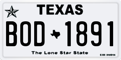 TX license plate BOD1891