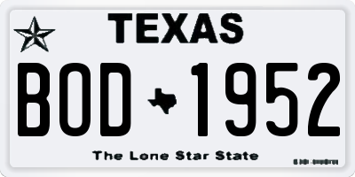 TX license plate BOD1952