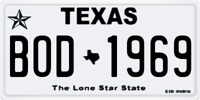 TX license plate BOD1969