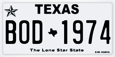 TX license plate BOD1974