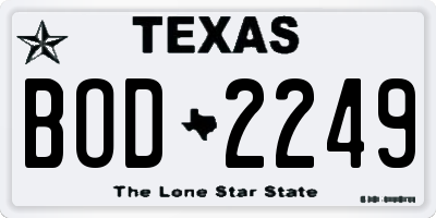 TX license plate BOD2249