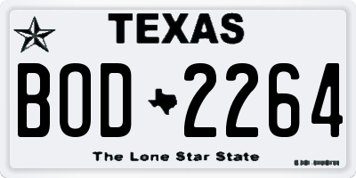 TX license plate BOD2264