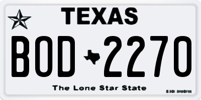 TX license plate BOD2270