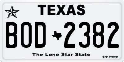 TX license plate BOD2382