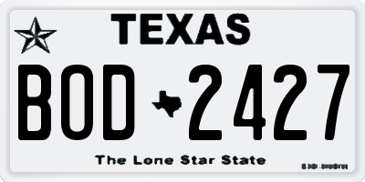 TX license plate BOD2427