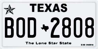 TX license plate BOD2808