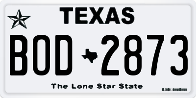 TX license plate BOD2873